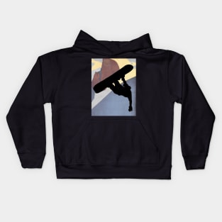 Snowboarding dude, evening light Kids Hoodie